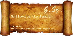 Gallovits Szulamit névjegykártya